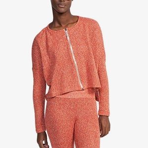 otis & maclain orange speckled zip wool blend cardigan